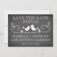 SAVE THE DATE Vintage Chalkboard Love Birds