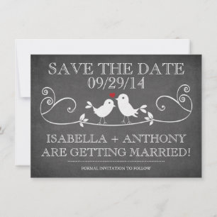 SAVE THE DATE Vintage Chalkboard Love Birds