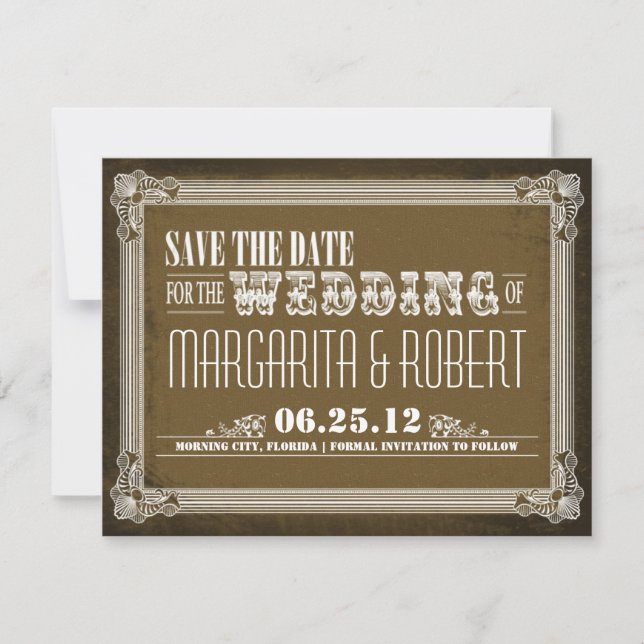 Save the Date Vintage Einladungen (Vorderseite)