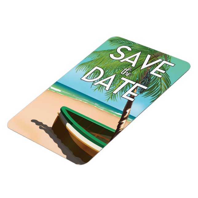 Save the Date Vintage-Fischereiboot Magnet (Linke Seite)