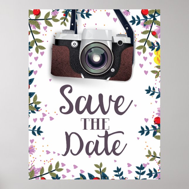 Save the Date Vintage Kamera Poster (Vorne)