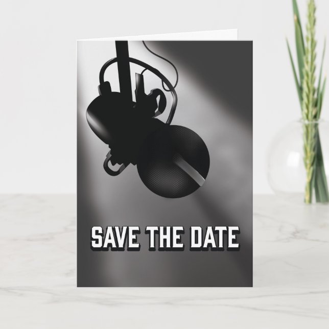 Save the Date Vintage-Mikrofon (Vorderseite)