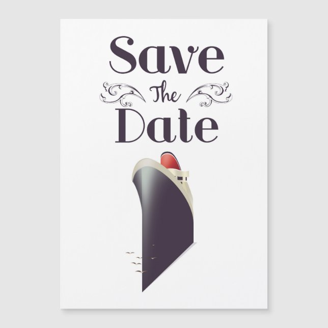 Save the Date Vintage Nautic-Einladung Magnetkarte (Vorderseite)