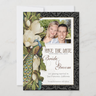 Save the Date - Vintage Peacock & Magnolia-Wirbel