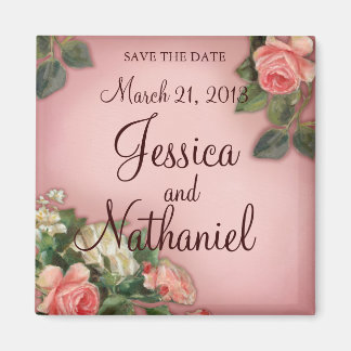 Save the Date Vintage Rose Magnet