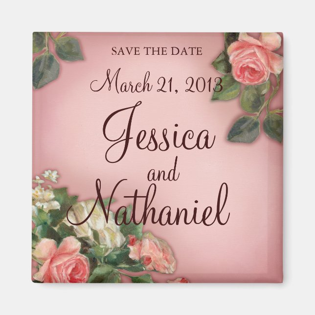 Save the Date Vintage Rose Magnet (Vorne)
