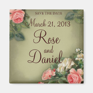 Save the Date Vintage Rose Magnet
