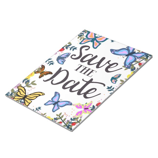 Save the Date Vintage Schmetterlinge. Notizblock (angewinkelt)