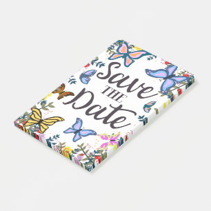 Save the Date Vintage Schmetterlinge. Post-it Klebezettel