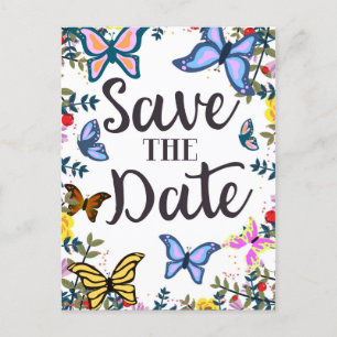 Save the Date Vintage Schmetterlinge. Postkarte