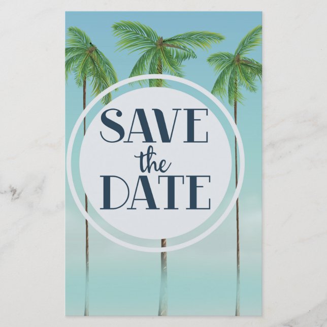 Save the Date Vintage Tropenpalmen (Vorderseite)