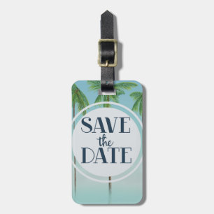Save The Date Vintage Tropische Palmen Gepäckanhänger