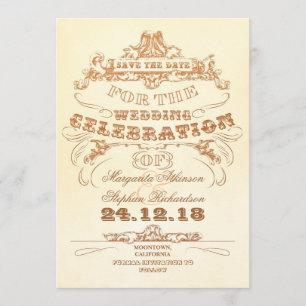 Save the Date Vintage Typografie-Flachkarte einlad
