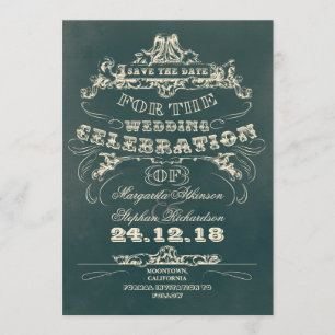 Save the Date Vintage Typografie-Flachkarte einlad
