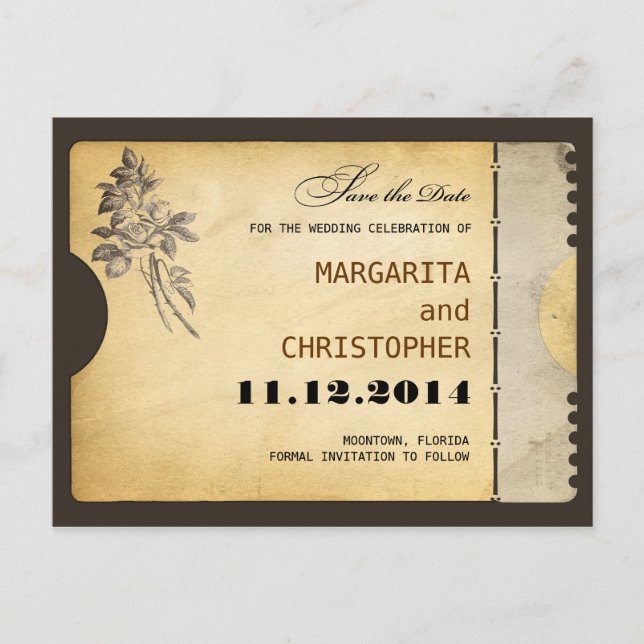 Save the Date Vintage typografische Postkarten (Vorderseite)