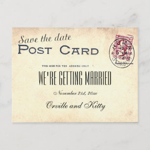 Save the Date Vintage Wedding Ankündigungspostkarte