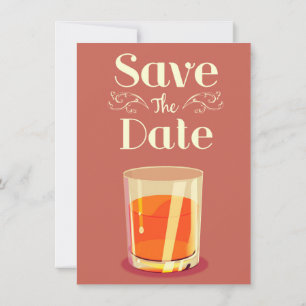 Save The Date Vintage Whiskey Getränk Einladung