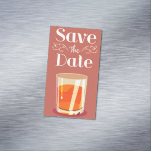 Save The Date Vintage Whisky Getränk Magnetische Visitenkarte