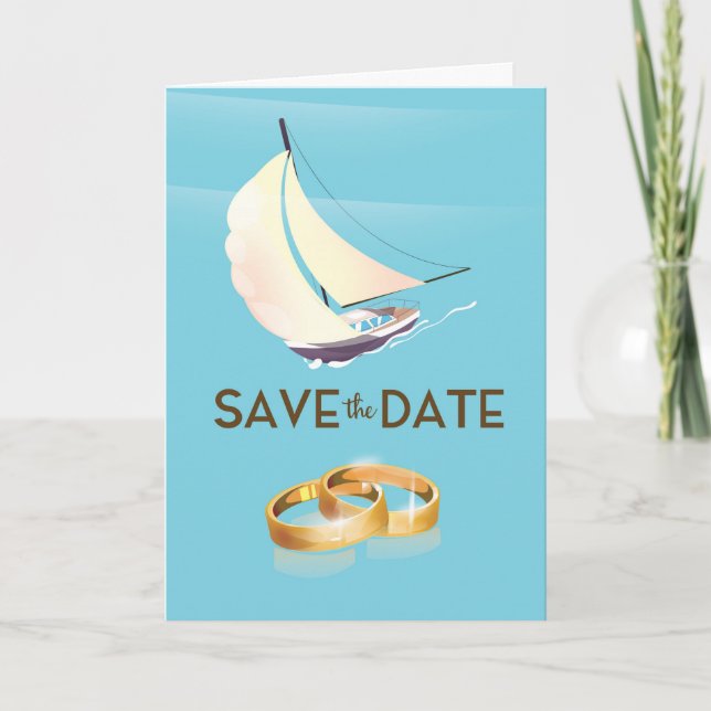 Save the Date Vintage Yacht- und Hochzeitsringe (Vorderseite)