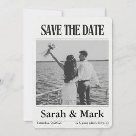 Save the Date Vintage-Zeitung im Trend rund
