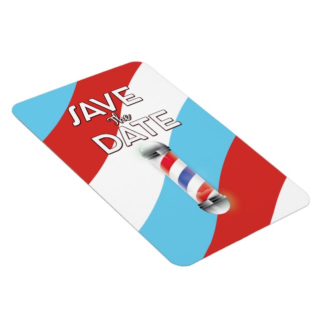 Save the Date Vintager Barberladen Magnet (Rechte Seite)