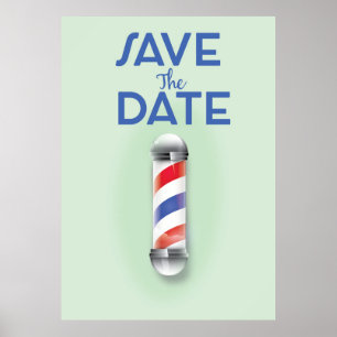 Save the Date Vintager Barberladen Poster