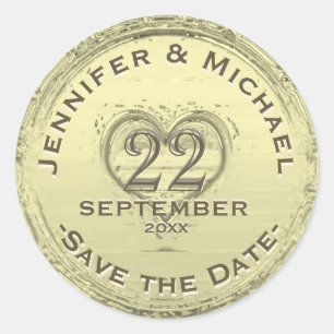 Save the Date - Vintager Fotolack Runder Aufkleber