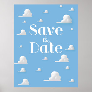 Save the Date Vintager Himmel und Wolken laden ein Poster