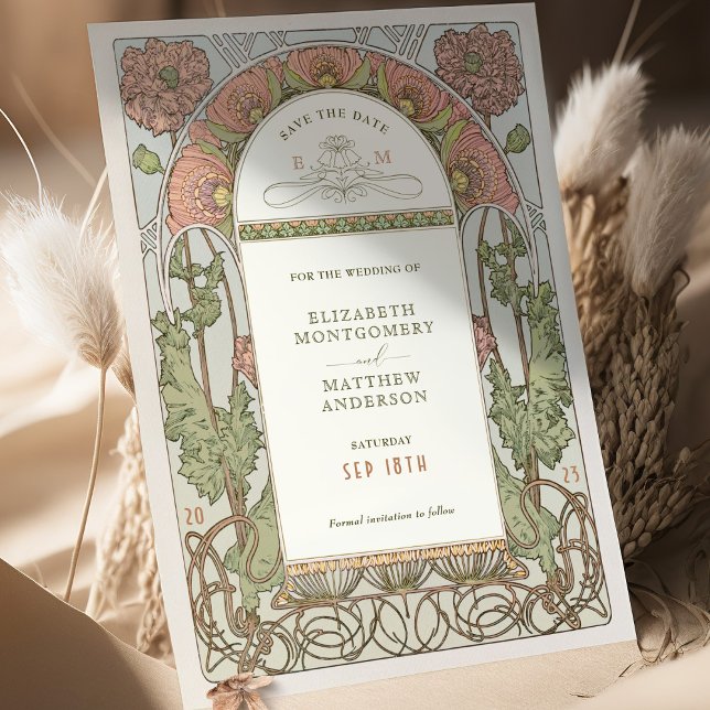 Save the Date Vintager Jugendstil von Mucha Einladung (Von Creator hochgeladen)