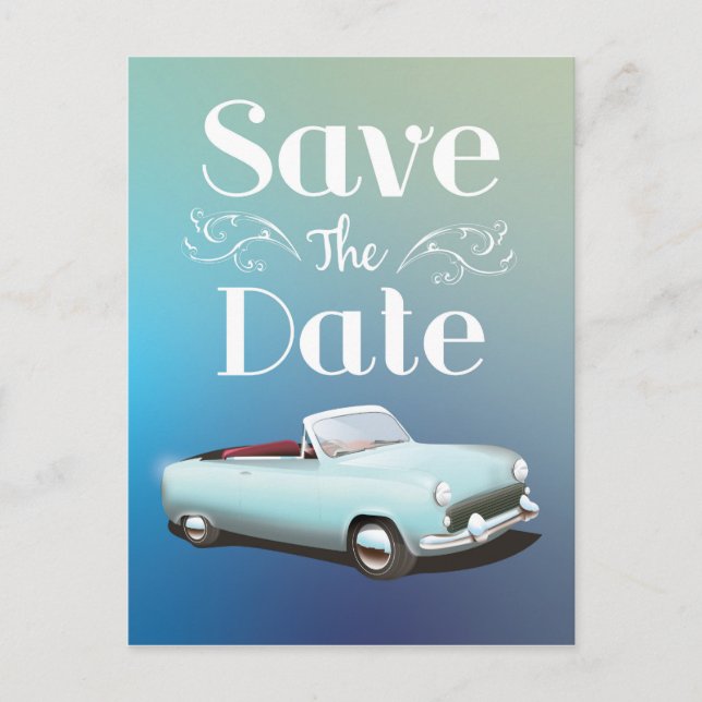 Save the Date Vintager Klassiker Postkarte (Vorderseite)