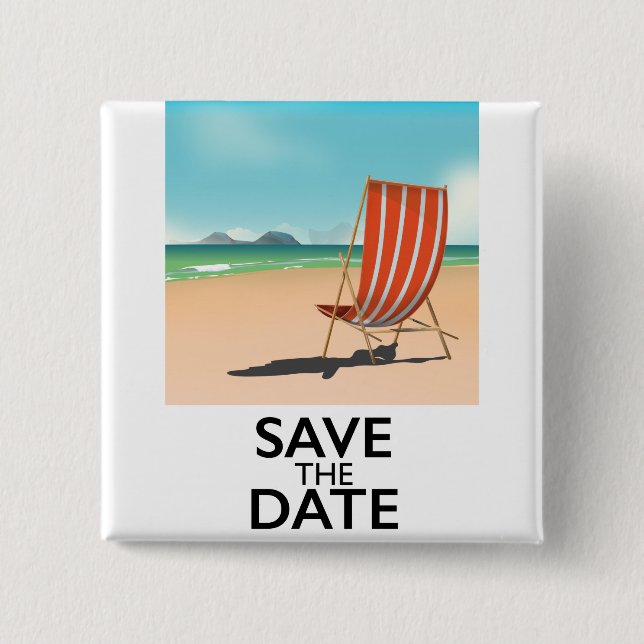 Save the Date Vintager Liegestuhl Button (Vorderseite)