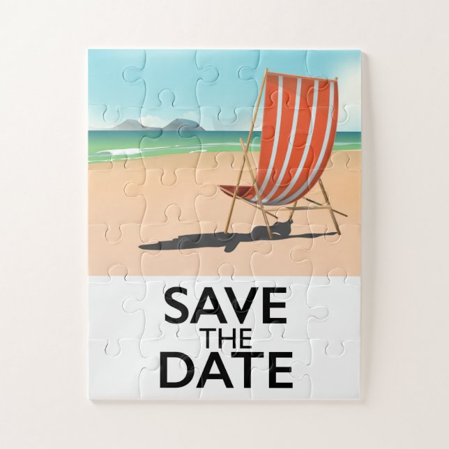 Save the Date Vintager Liegestuhl Puzzle (Vertikal)