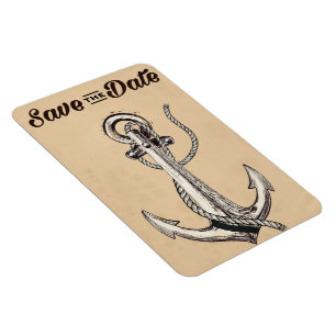 Save the Date Vintager Nautikanker Magnet