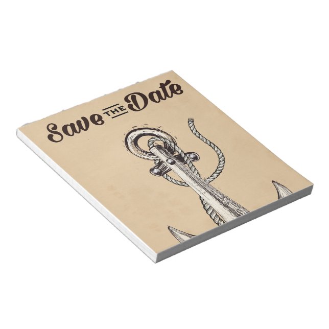 Save the Date Vintager Nautikanker Notizblock (angewinkelt)