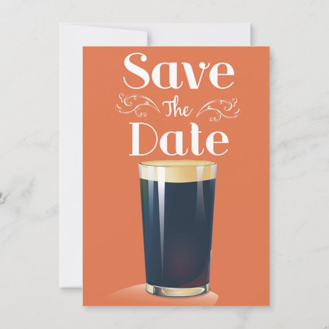 Save the Date Vintager Pint Drink Einladung (Rückseite)