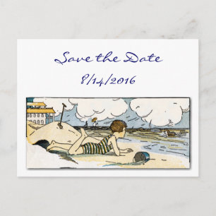Save the Date Vintager Strand Art Postkarte