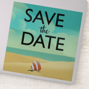 Save the Date Vintager Strand Aufkleber