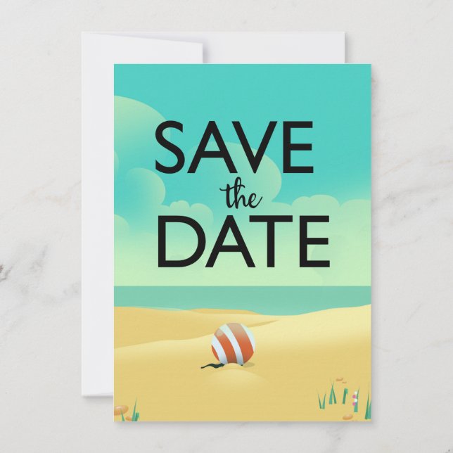 Save the Date Vintager Strand Einladung (Rückseite)