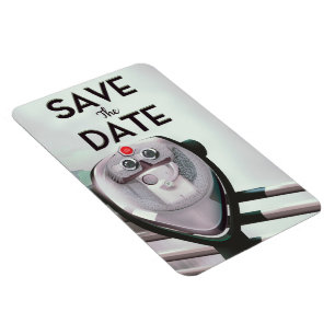 Save the Date Vintager Teleskop-Betrachter Magnet