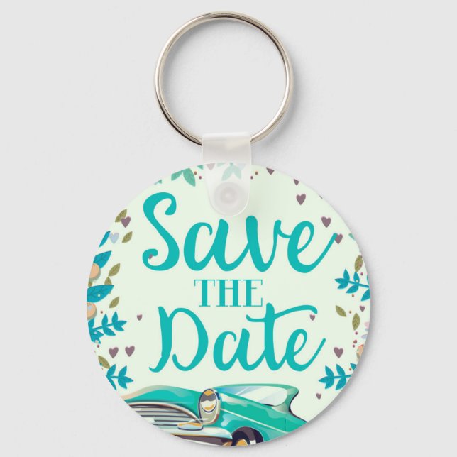 Save the Date Vintager Vintager Oldtimer. Schlüsselanhänger (Vorderseite)