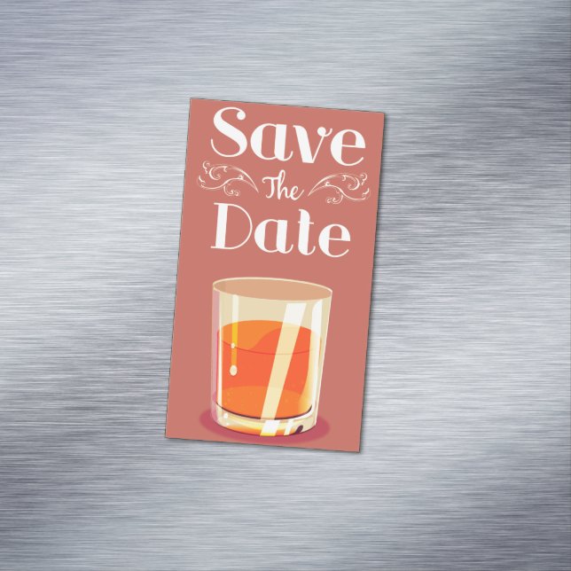 Save the Date Vintager Whiskey Drink Magnetische Visitenkarte (Beispiel)