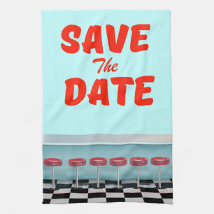 Save the Date Vintages amerikanisches Diner Geschirrtuch