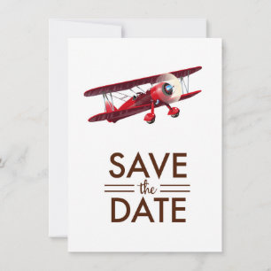 Save the Date Vintages bi-Flugzeug Einladung