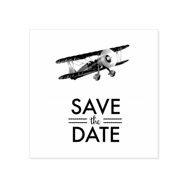 Save the Date Vintages bi-Flugzeug Gummistempel (Prägung)