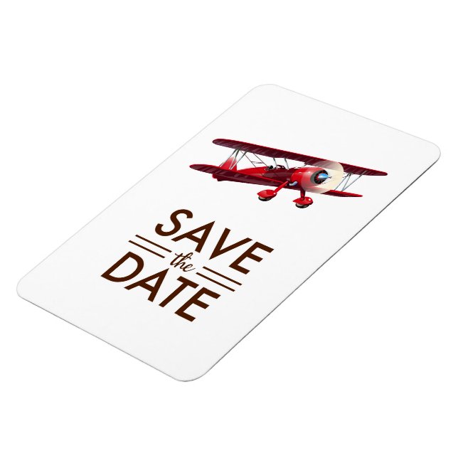 Save the Date Vintages bi-Flugzeug Magnet (Linke Seite)