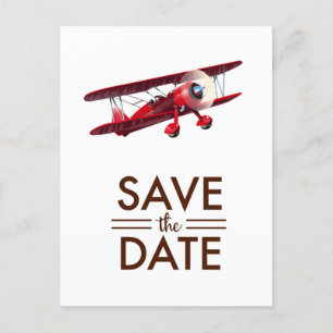 Save the Date Vintages bi-Flugzeug Postkarte