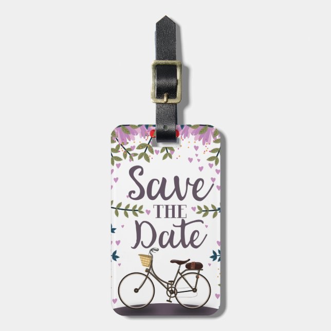 Save the Date Vintages Fahrrad Gepäckanhänger (Vorderseite vertikal)