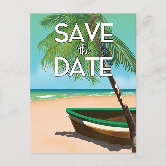 Save the Date Vintages Fischerboot Postkarte (Vorderseite)