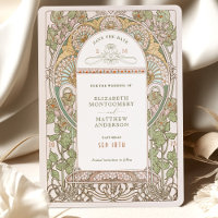 Save the Date Vintages Jugendstil von Mucha Einlad