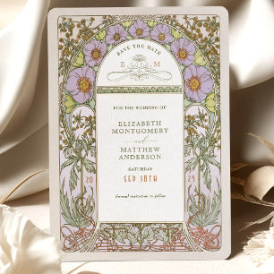 Save the Date Vintages Jugendstil von Mucha Einlad Einladung